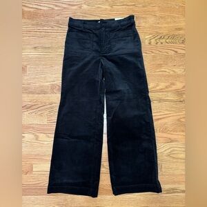 LOFT Palmer Black Wide-Leg stretch velvet pants